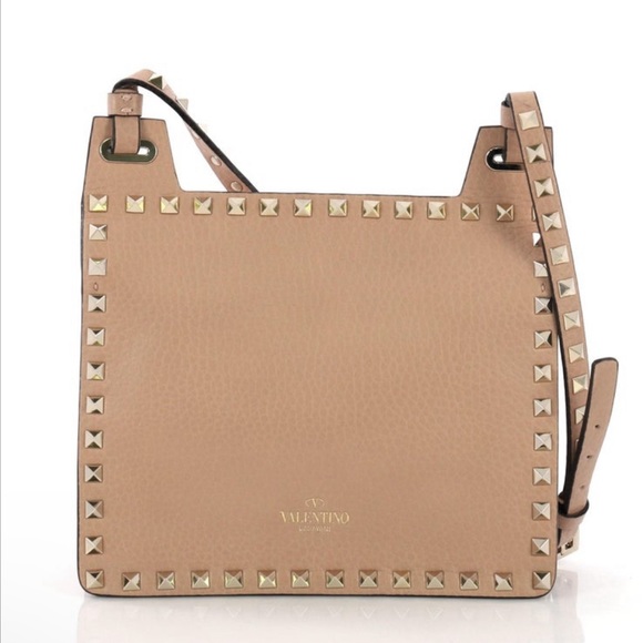 VALENTINO GARAVANI Rockstud Leather Lock-Flap Square Shoulder Bag Skin Sorbet - Picture 4 of 17